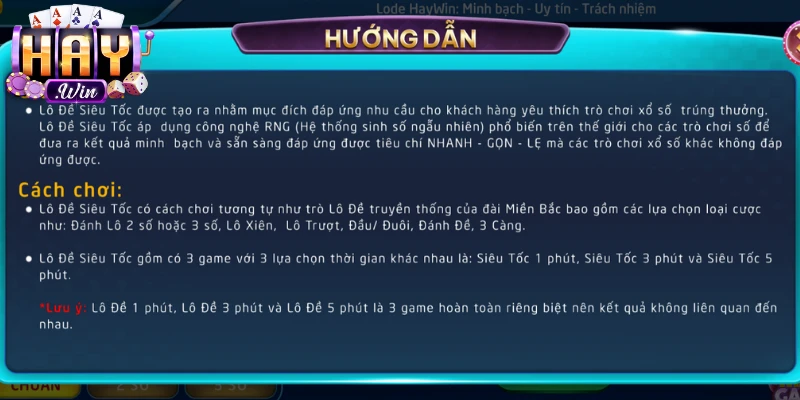Quy tắc chơi Lô Đề Haywin